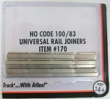Code 10083 Nickel Silver Universal Rail Joiners 48 Pcs per Blister Atlas 170 HO Scale