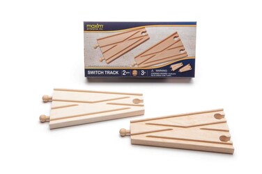 maxim enterprise inc Switch Track Wooden Train Track Accessories Compatible with Thomas  Friends Brio Wooden Train and All Major Brand Fine Wooden Train Sets 2 Pack Expansion Track