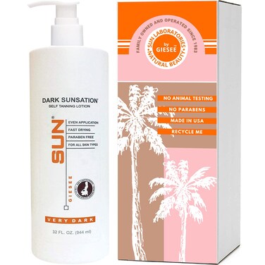 Sun Laboratories By Giesee Dark Sunsation Self Tanning Lotion 32 oz  Ultra Dark Long Lasting Fragrance Free Sunless Tanner for Men Women  Organic NonToxic Natural Bronzer Self Tanner