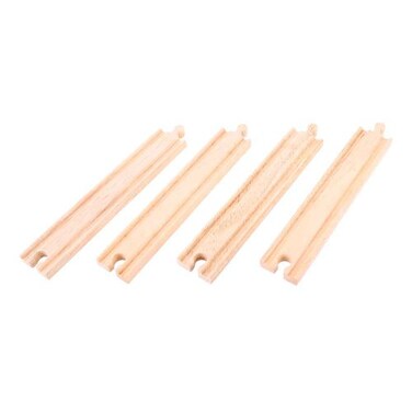 Bigjigs Rail Long Straights Pack of 4  Other Major Wooden Rail Brands are Compatible