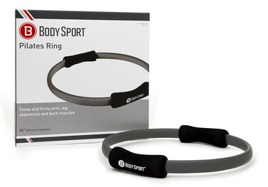 Body Sport Pilates Ring with Foam Padded Grips to Sculpt the Thighs Core Arms and MoreGray