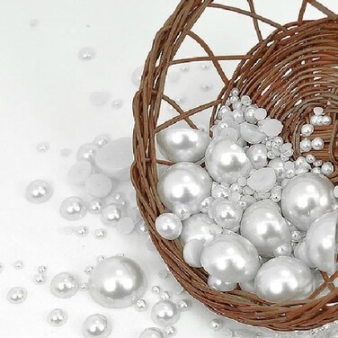 Beading Station 500pcs Mixed Sizes Flat Back Pearls 2mm14mm  Snow White DIY Cell Phone Case