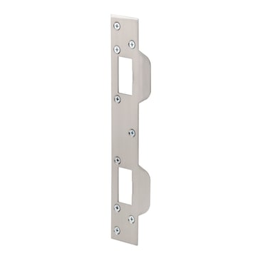 PrimeLine U 10385 Door Strike for Use with 512 In and 6 In Hole Spacing On Dead Latch and Deadbolt Steel Satin Nickel Single Pack