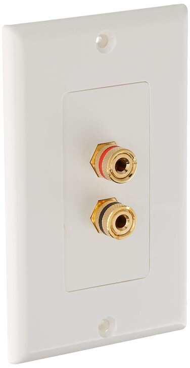 Monoprice Banana Binding Post  TwoPiece inset Wall Plate for 1 Speaker Coupler Type Color Indicators Gold