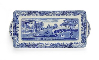 Spode Blue Italian Sandwich Tray  Serving Platter for Tea Sandwiches Desserts and Appetizers  Porcelain  Measures 13Inches  Dishwasher Safe BlueWhite