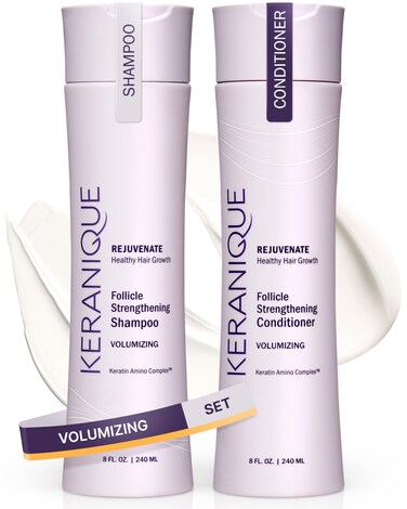 Keranique Volumizing Shampoo and Conditioner Set for Hair Repair and Growth with Biotin and Keratin for Women Thinning Hair Formula 8 Fl Oz Each