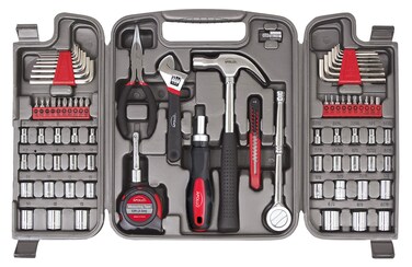 Apollo Tools 79 Piece MultiPurpose SAE and Metric Tool Set with Sockets for the Garage Home or on the Road Includes Essential Tools for Vehicle Maintenance and Repairs  Red DT9411