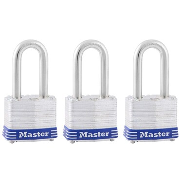 Master Lock Outdoor Padlocks Lock Set with Keys Keyed Alike Padlocks with Long Hardened Shackles that Resist Cutting for Gates Sheds Fences 3 Pack 3TRILF