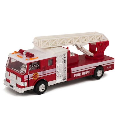 Master Toy Childrens Collectible DieCast Metal PullBack Action  Sound Fire Engine Truck with Ladder Red