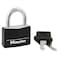 Master Lock Black Covered Aluminum Padlock Gym Locker Lock with Key for Indoor or Outdoor Use with Vinyl Weather Resistant Cover 141D