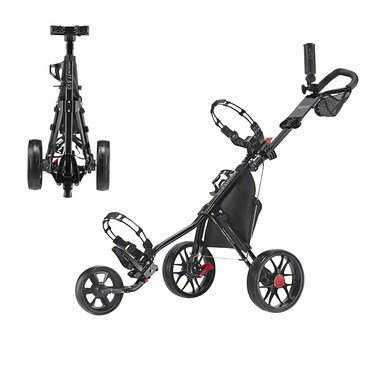 CaddyTek CaddyLite 115 V3 3 Wheel Golf Push Cart  Superlite Deluxe Lightweight Easy to Fold Caddy Cart Pushcart Black