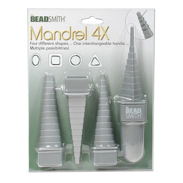 The Beadsmith Mandrel 4X Wire Wrapping Set 4 Different Shapes Oval Square Round and Triangle Plus Interchangeable Handle Metal Jewelry Forming and Shaping Tool