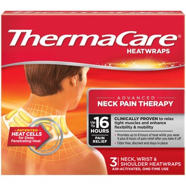 ThermaCare Portable Heating Pad Neck and Shoulder Rain Relief Patches MultiPurpose Heat Wraps 3 Count