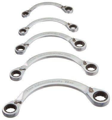 GEARWRENCH 5 Pc 12 Pt Reversible Half Moon Double Box Ratcheting Wrench Set Metric  9850