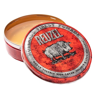 Reuzel Red Water Soluble High Sheen Pomade  No Dry Formula  Keeps High Shine And Strong Hold All Day Without Flaking  Easy Rinse Out  Subtle Vanilla Cola Fragrance