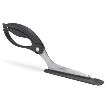 Dreamfarm Scizza 2In1 Easy Ergonomic Pizza Scissors with Stainless Steel Pizza Cutter Blades  NonStick Slice Server  Black
