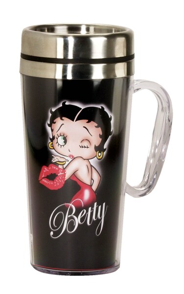 Spoontiques  Insulated Travel Mug  Betty Boop Kiss Coffee Cup  Coffee Lovers Gift  Funny Coffee Mug  14 oz  Black 1 Count Pack of 1