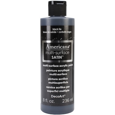 DecoArt Americana MultiSurface Satin Acrylic Paint 8Ounce Black Tie