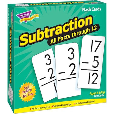 Trend Enterprises Subtraction All Facts Through 12 Skill Drill Flash Cards Great for Skill Building and Test Prep SelfChecking Design 169 Cards Included for Ages 6 and Up