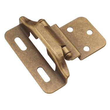 Hickory Hardware P61030FAB Self Closing SemiConcealed Hinge 14 Inch Overlay 38 Inch Inset  Easy Installation  170 Opening Angle Face Frame Cabinet Hardware Hinge  Antique Brass 1 Pair