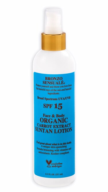 Bronzo Sensuale SPF 15 Sunscreen Deep Golden Tanning Organic Carrot Lotion 85 Ounces