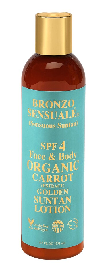 Bronzo Sensuale SPF 4 Sunscreen Deep Golden Tanning Organic Carrot Lotion 85 Ounces