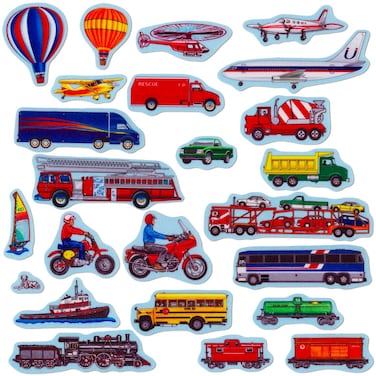 Little Folk Visuals Train Trucks  Planes Precut FlannelFelt Board Figures 24 Pieces AddOn Set