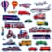 Little Folk Visuals Train Trucks  Planes Precut FlannelFelt Board Figures 24 Pieces AddOn Set