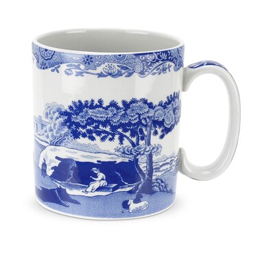 Spode Blue Italian Collection 9 Oz Mugs  Set of 4 Cups for Tea Warm Beverages and Coffee  Made of Fine Porcelain  BlueWhite  Dishwasher and Microwave Safe