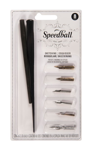 Speedball Sketching Pen Set  2 Penholders w 6 Pen Tips