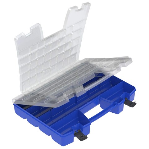 AkroMils 06118 Multi Compartment Hardware and Crafts Portable Organizer Storage Case 18Inch x 13Inch x 4Inch Blue