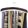 Richards Wooden Tie Rack Hanging Organizer for Mens Closet Accessories Space Saving Necktie Holder for Storage and Display Holds 24 Ties Hook Walnut Wood with Chrome Accents