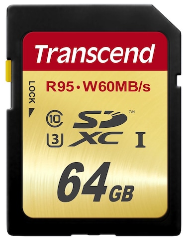 Transcend 64 GB High Speed 10 UHS3 Flash Memory Card 9560 MBs TS64GSDU3Gold