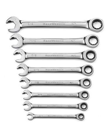 GEARWRENCH 8 Pc 12 Point Open End Ratcheting Combination SAE Wrench Set  85599
