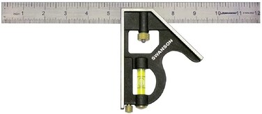 Swanson Tool Co TC132 12Inch Combo Square with Cast Zinc Body Stainless Steel Ruler and Brass Bolt