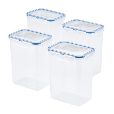LocknLock Easy Essentials Airtight Rectangular Tall Food Storage Container 761 Cup 4 Piece Clear