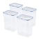 LocknLock Easy Essentials Airtight Rectangular Tall Food Storage Container 761 Cup 4 Piece Clear