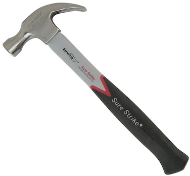 ESTWING Sure Strike Hammer  16 oz Curved Claw with Fiberglass Handle  NoSlip Cushion Grip  MRF16C