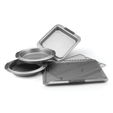Anolon Advanced Nonstick Bakeware Set  Baking Pans with Grips  5 Piece Gray57327