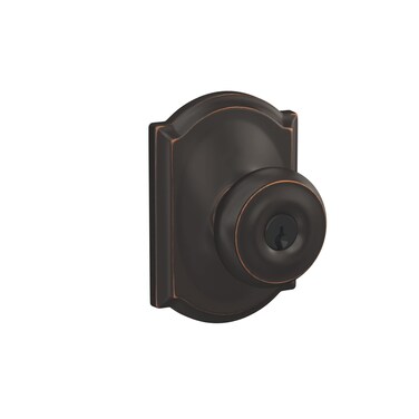 Schlage F51A GEO 716 CAM Georgian Door Knob with Camelot Trim Keyed Entry Lock Aged Bronze