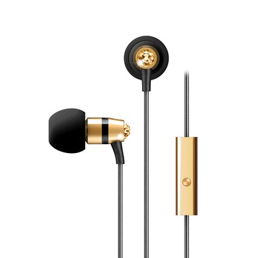 Crystal by MEE audio InEar Headphones with Microphone Made with Swarovski Crystals Gold