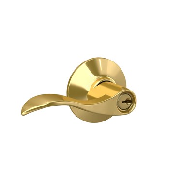 Schlage F51A ACC 505 Accent Door Lever Keyed Entry Lock Bright Brass