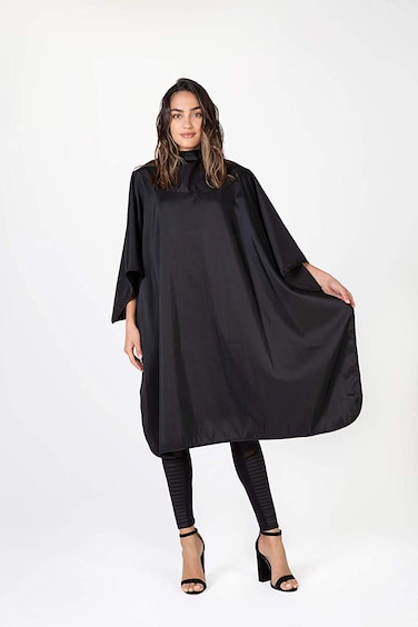 Betty Dain Guardian AllPurpose CuttingStyling Cape Lightweight Iridescent Nylon with Chemical Proof Panel Snap Adjustable 22 Inch Neck Closure Machine Washable 54 x 62 x 22 Inch Back Black