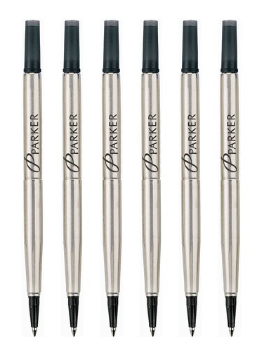 Parker Quink Ink RollerBall Fine Point Black Ink Refill 6 Refills 3021331