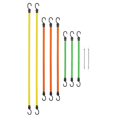 SMARTSTRAPS  215 SmartStraps Bungee Cords 10pc Value Pack  Secure Luggage Coolers and Other Light Loads for Transport  Flat Strap Bungee Cords Distribute Load to Reduce Slipping