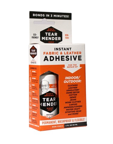 Tear Mender Instant Fabric and Leather Adhesive 2 oz BottleCarded TM1 White