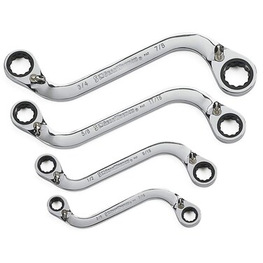 GEARWRENCH 4 Pc 12 Pt Reversible SShape Double Box Ratcheting Wrench Set SAE  85399