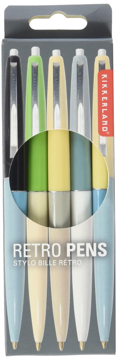 Kikkerland Retro Pens Set of 5 Multi 4308A