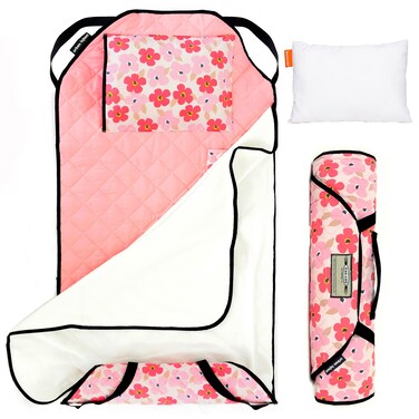 Urban Infant Tot Cot Kids Nap Mat  Toddler Preschool Daycare Bedding Cover with Blanket and Pillow  Poppies