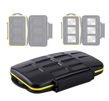 JJC MCXQD6 Ruggard XQD Card Case Shockproof XQD Case WaterResistant XQD Case Case Rubber Sealed Ergonomic Locking Easy Carrying Memory Card Case fits 6 x XQD Cards
